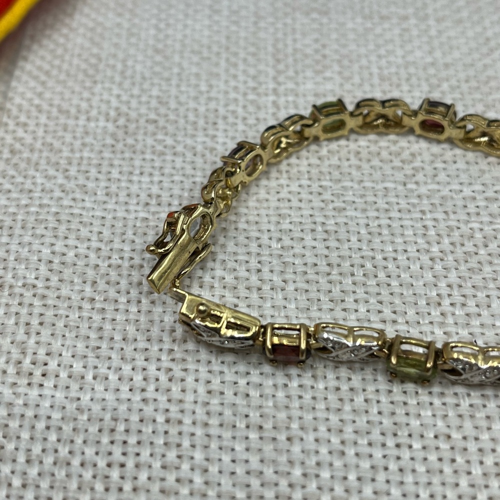 Vintage JJT Sterling Silver Multi-Gemstone Bracelet – 7.25” - Picture 11 of 13